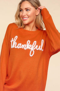 Feeling Thankful Embroidered Sweater