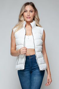 Snobbish Zip Up Turtleneck Vest in White