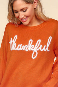 Feeling Thankful Embroidered Sweater