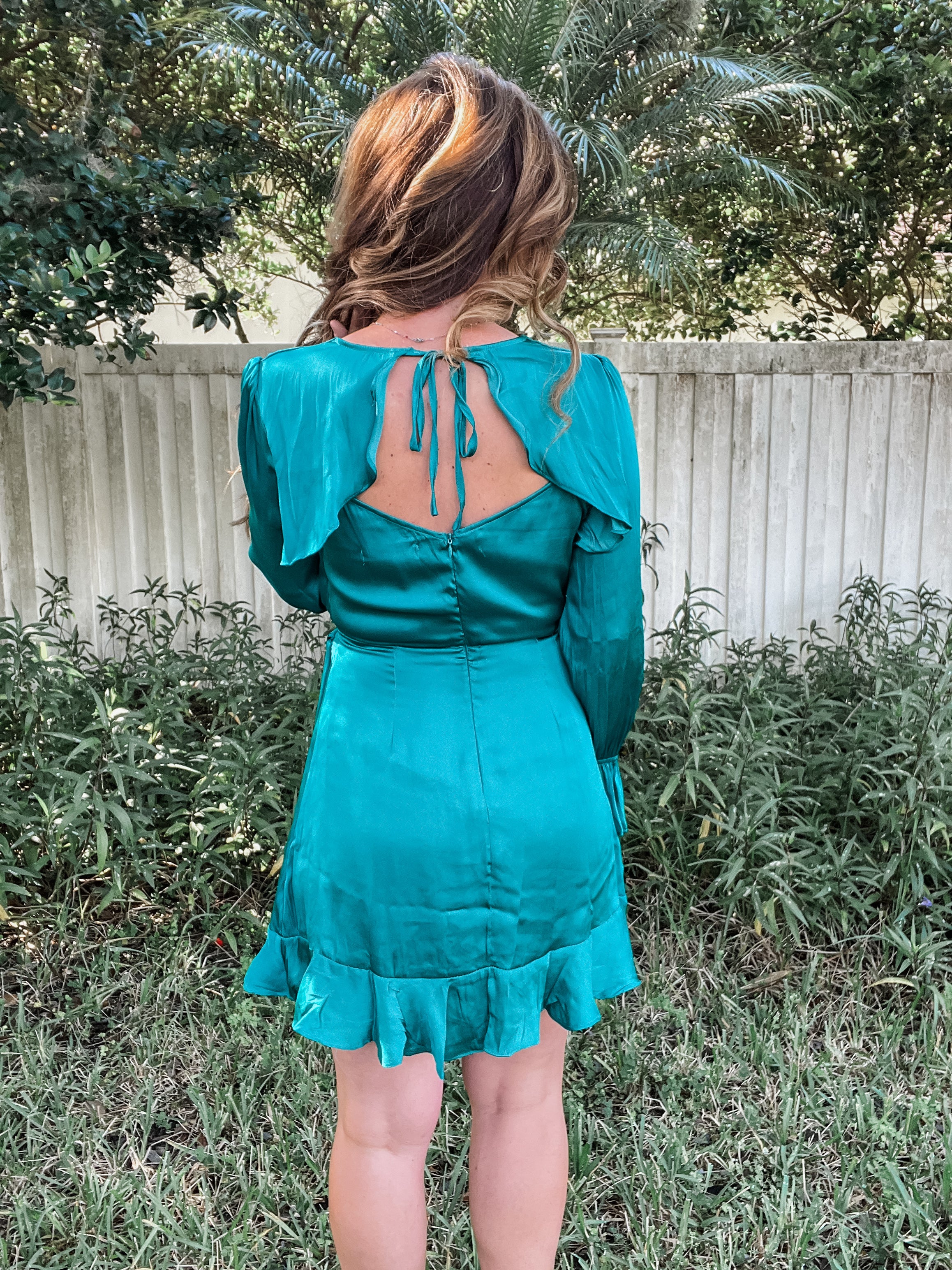 Teal Party Ruffle Dress