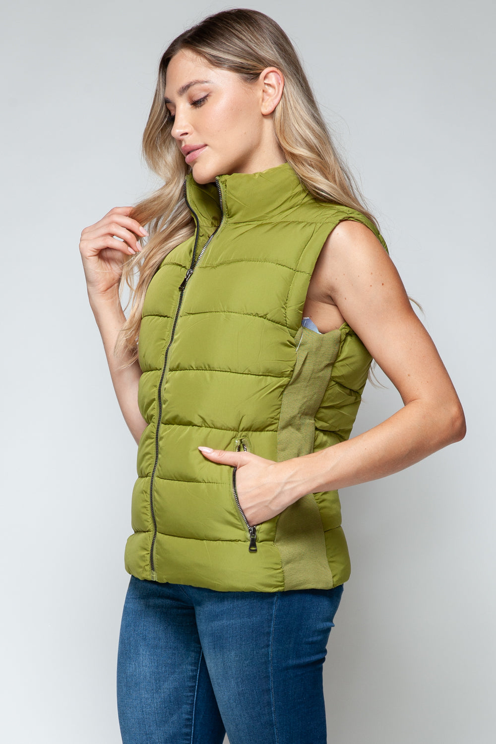 Snobbish Zip Up Turtleneck Vest in Cardamom Seed