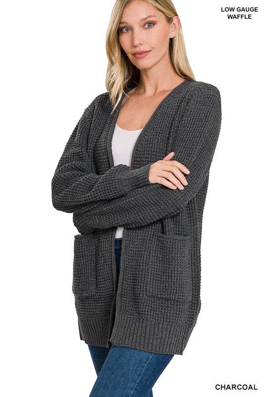 Zenana Waffled Sweater Cardigan