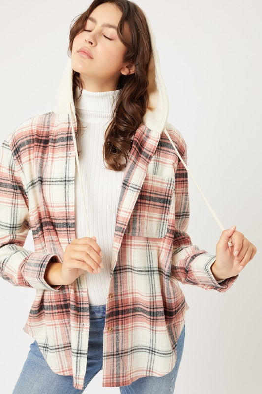 Plaid Flannel Hooded Shacket