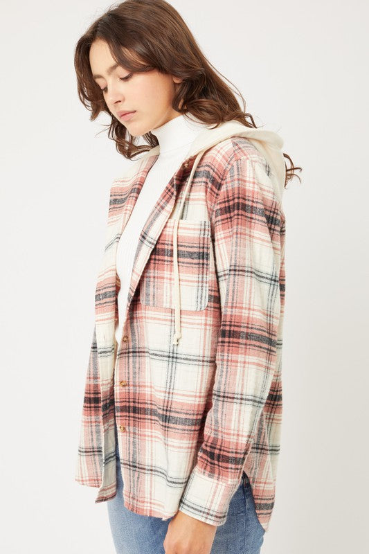 Plaid Flannel Hooded Shacket