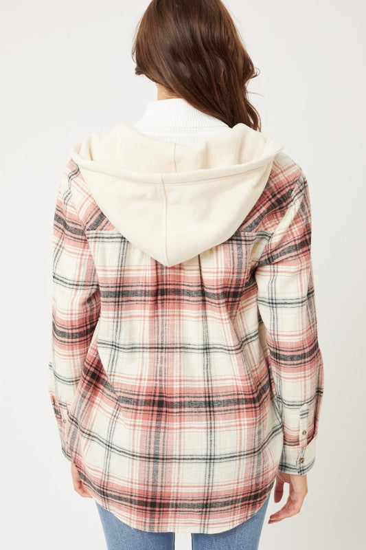 Plaid Flannel Hooded Shacket