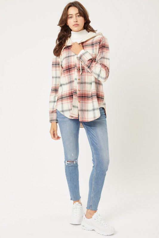 Plaid Flannel Hooded Shacket
