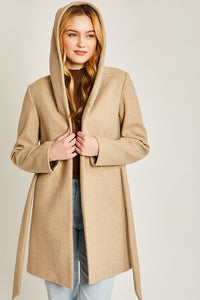Fleece Belted Hoodie Coat