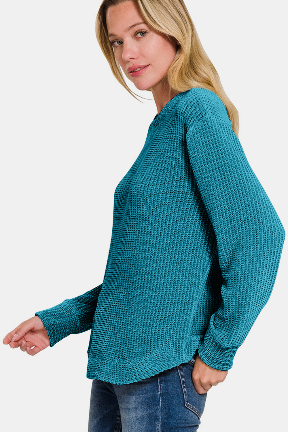 Zenana Chenille Sweater in Ocean Teal