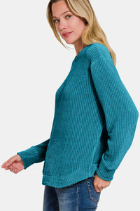 Zenana Chenille Sweater in Ocean Teal