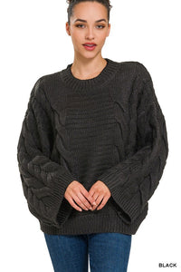 Zenana Oversized Cable Knit Sweater