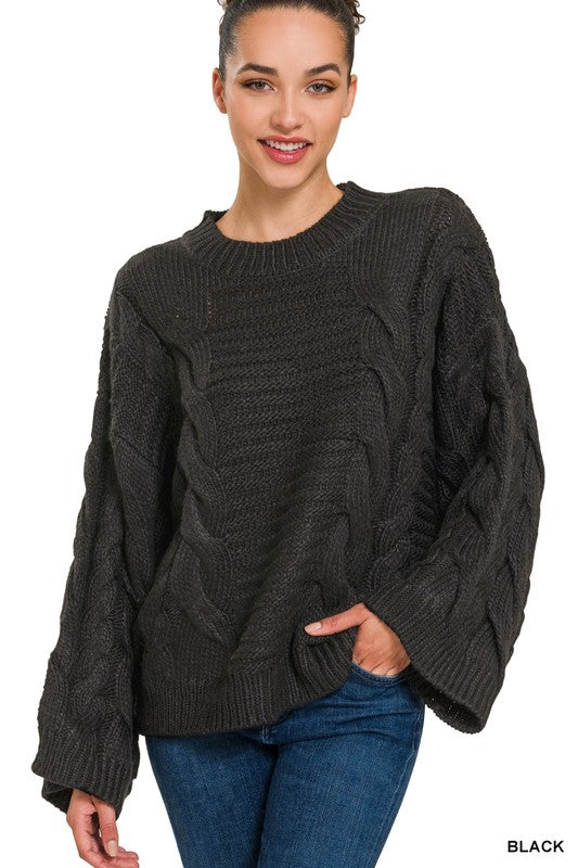 Zenana Oversized Cable Knit Sweater