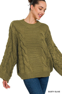 Zenana Oversized Cable Knit Sweater