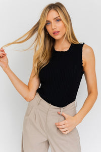 Ruffle Detail Sleeveless Sweater