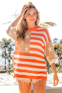 BiBi American Flag Short Sleeve Sweater