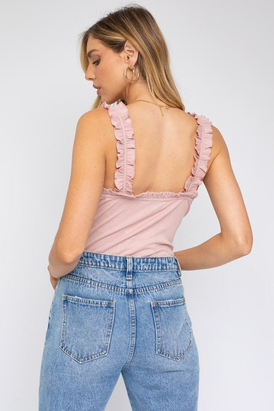 Sweetheart Neckline Ribbed Bodysuit