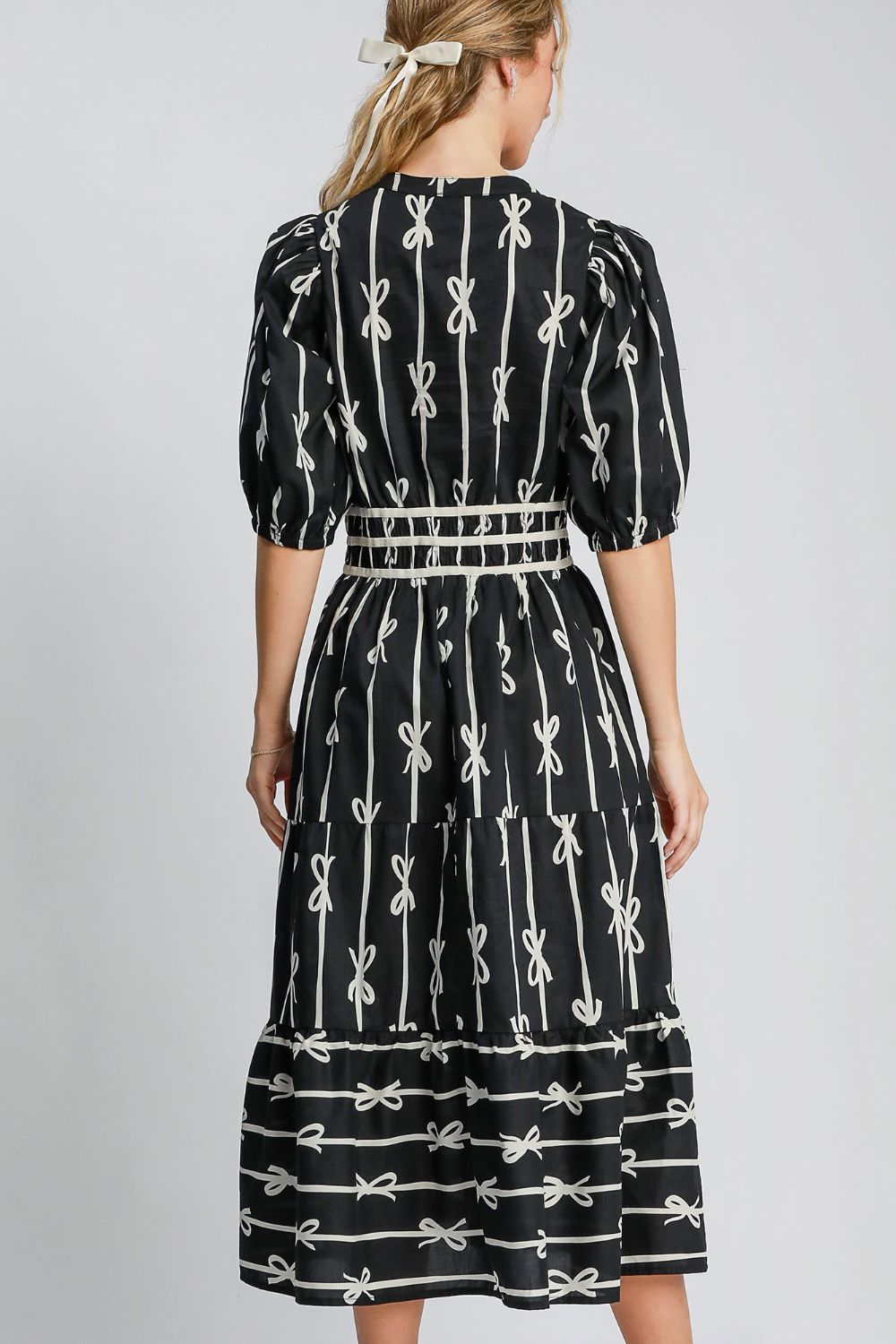 Umgee Bow Print Midi Dress