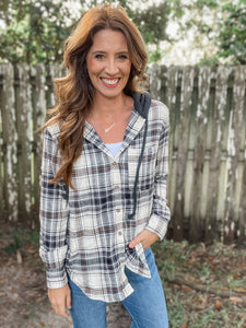 Plaid Flannel Hooded Shacket