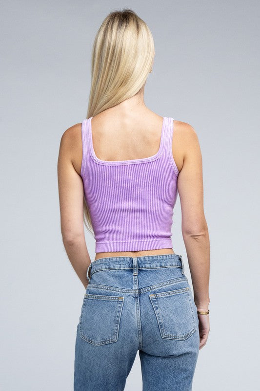 Zenana Reversible Ribbed Cropped Tank Top