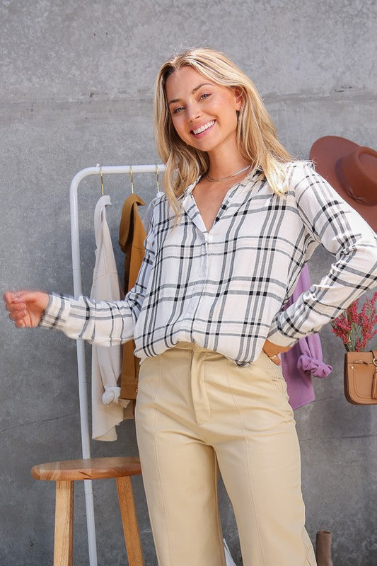 Black & White Plaid Top