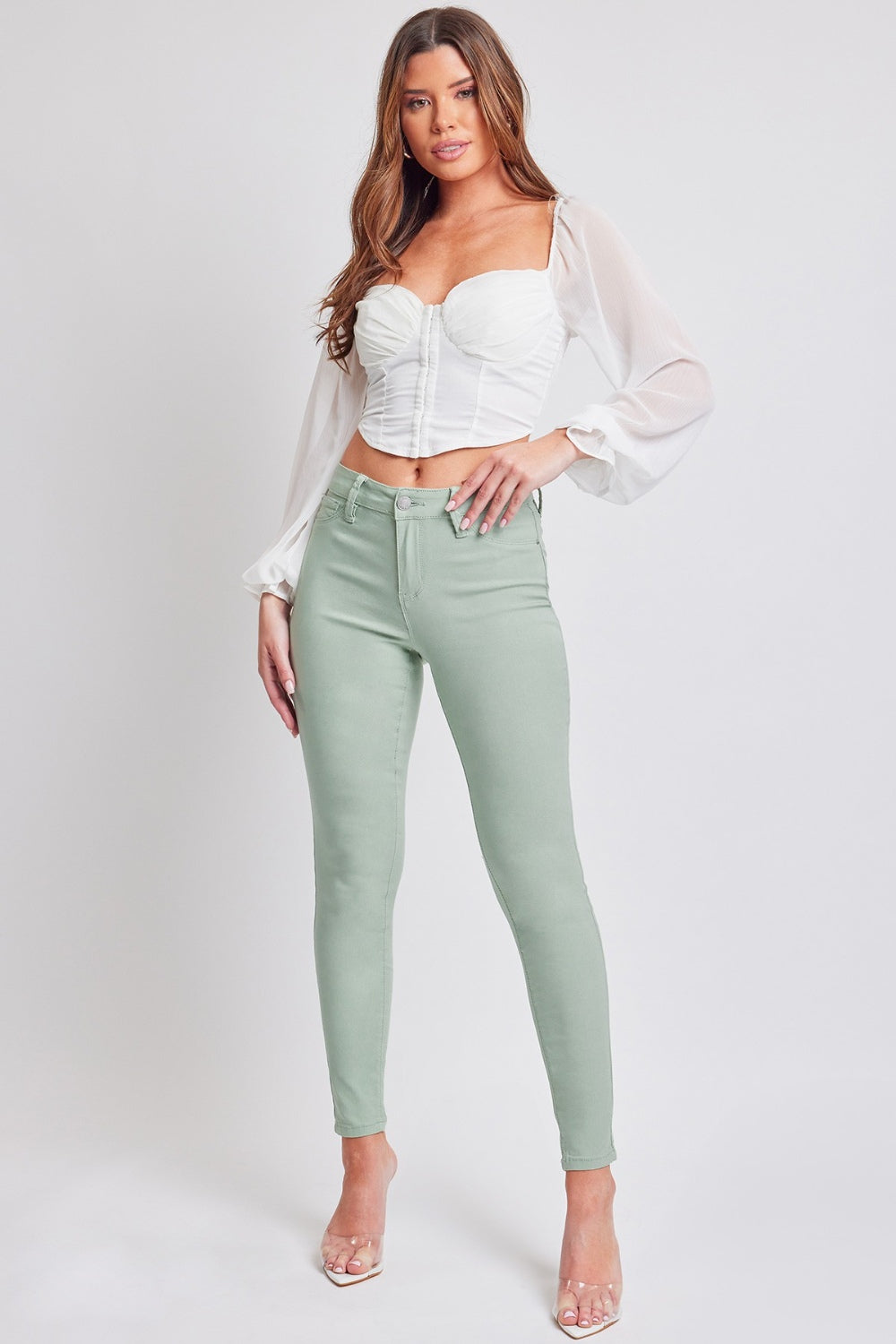YMI Hyperstretch Mid-Rise Skinny Jeans in Jade