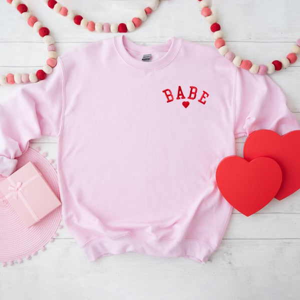 Embroidered Babe Heart Sweatshirt