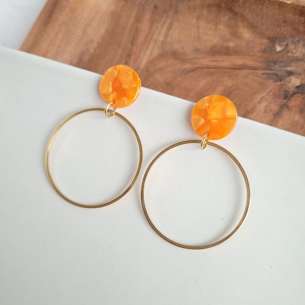 Tangerine Orange Circle Earrings