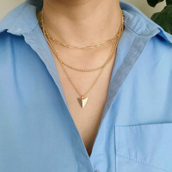 Arrowhead Triple Layered Chain Necklace Set Of 3