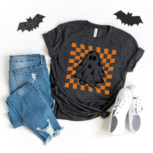 Checkered Flower Ghost Graphic Tee