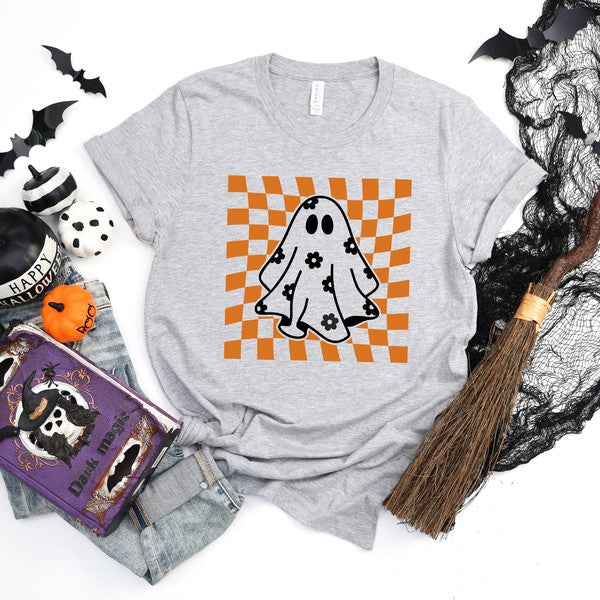 Checkered Flower Ghost Graphic Tee