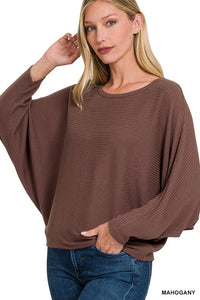 Zenana Ribbed Dolman Sweater