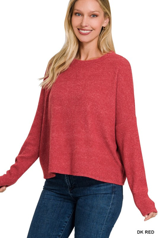 Zenana Ribbed Cropped Sweater