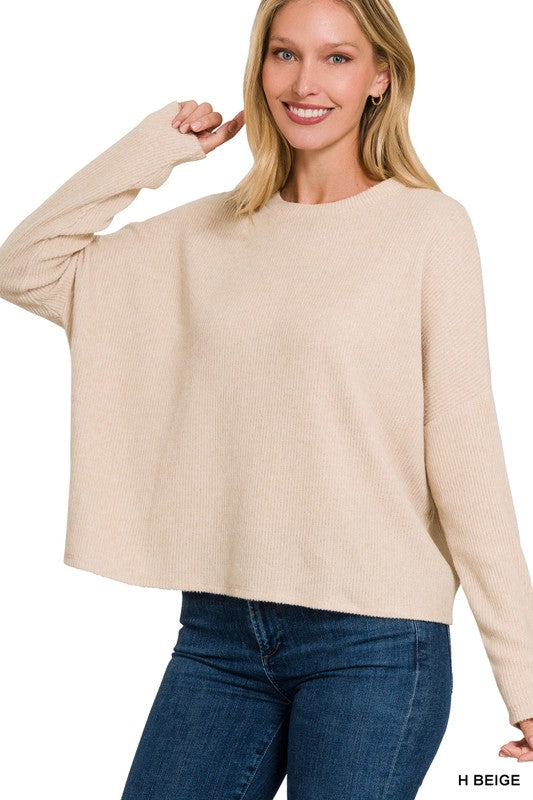 Zenana Ribbed Cropped Sweater
