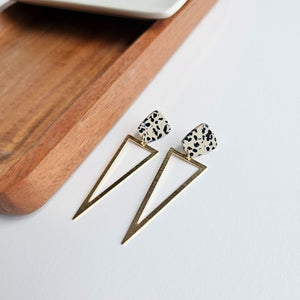 Tinley Black Dot Triangle Earrings