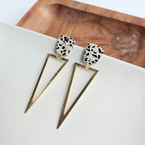 Tinley Black Dot Triangle Earrings