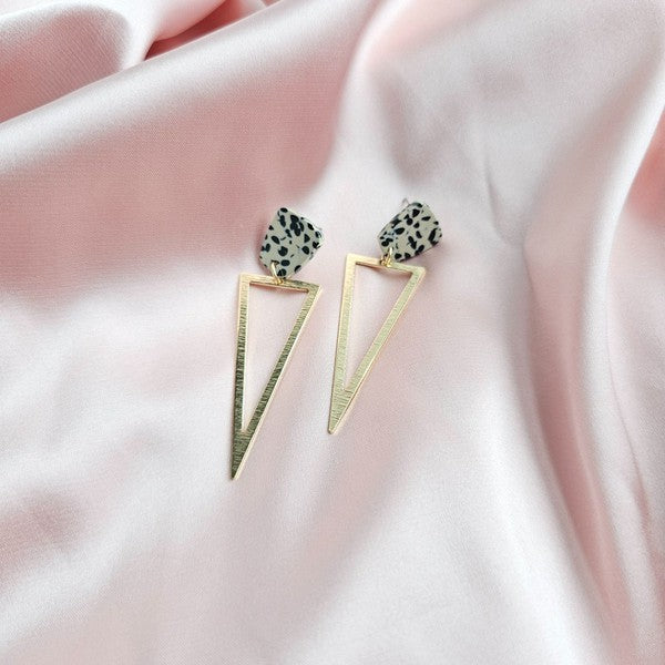 Tinley Black Dot Triangle Earrings