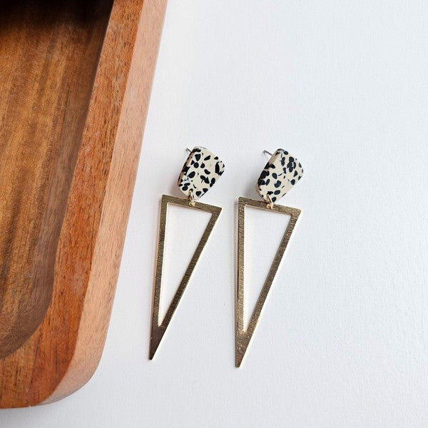Tinley Black Dot Triangle Earrings