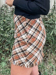Plaid Frayed Hem Mini Skirt