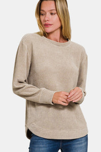 Zenana Chenille Sweater in Ash Mocha