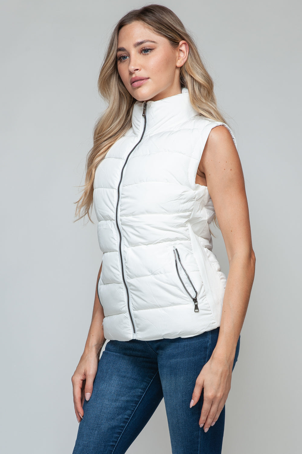 Snobbish Zip Up Turtleneck Vest in White