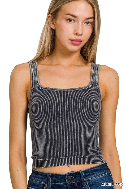 Zenana Reversible Ribbed Cropped Tank Top