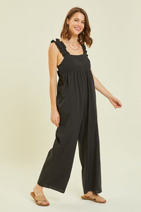 Wide Leg Jumpsuit Featured with Back Tie Detail