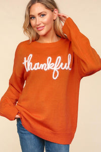 Feeling Thankful Embroidered Sweater