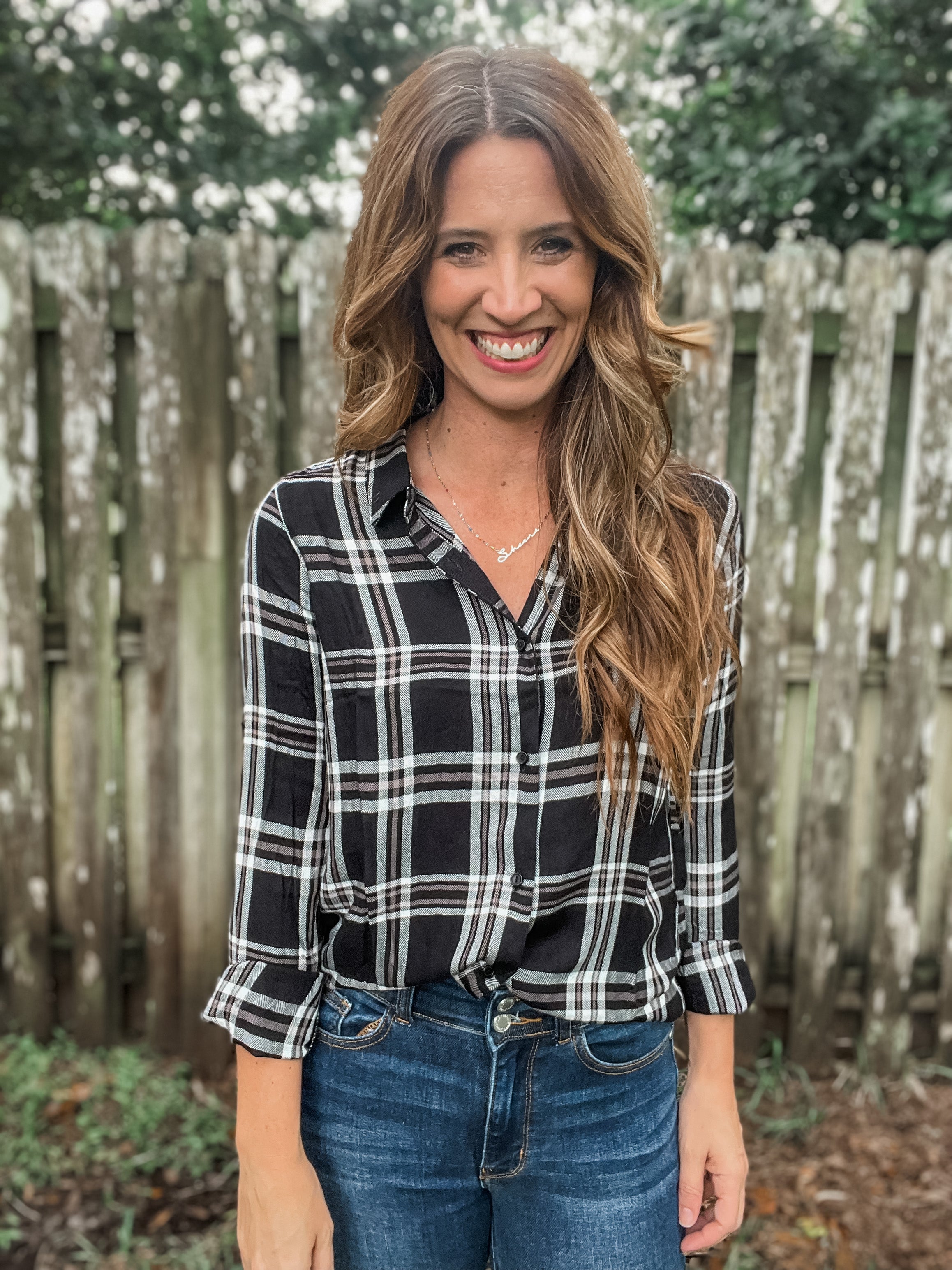 Black & White Plaid Top