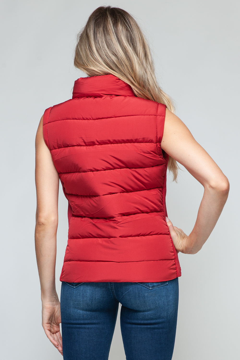 Snobbish Zip Up Turtleneck Vest in Red