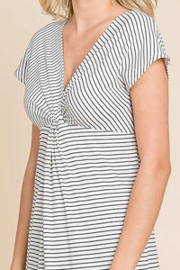 Striped Twisted Detail Midi Dress