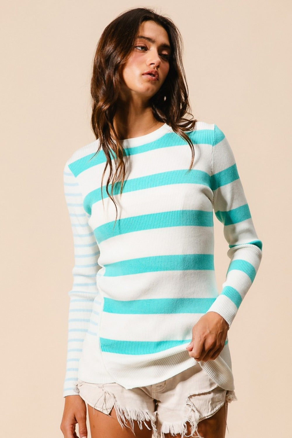 BiBi Colorblock Striped Knit Top