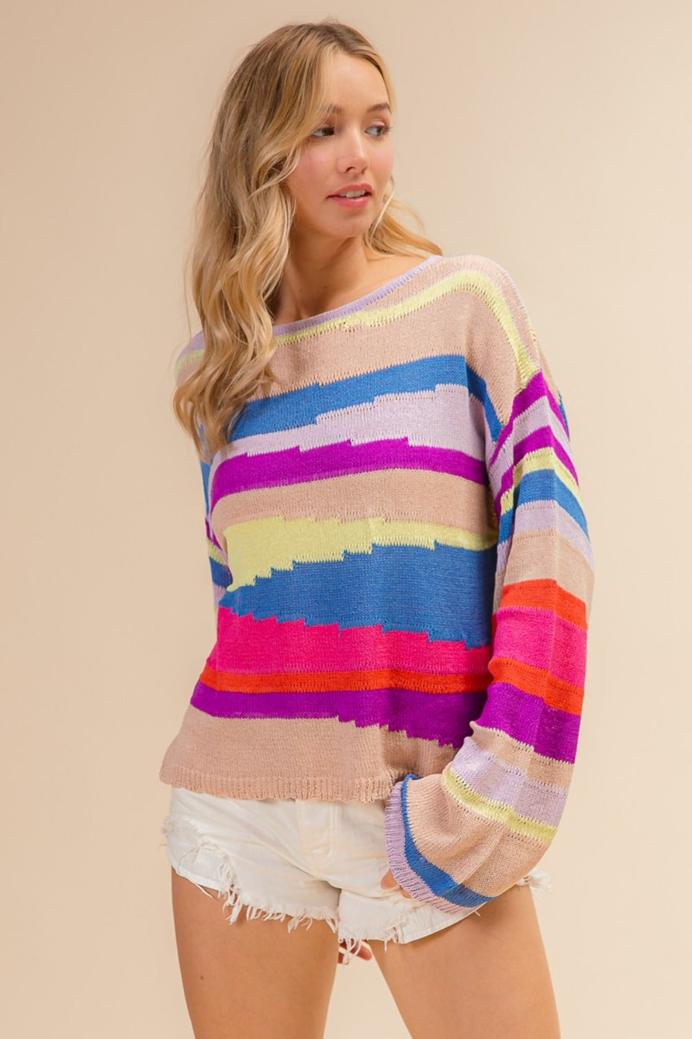 BiBi Multi Color Geo Sweater