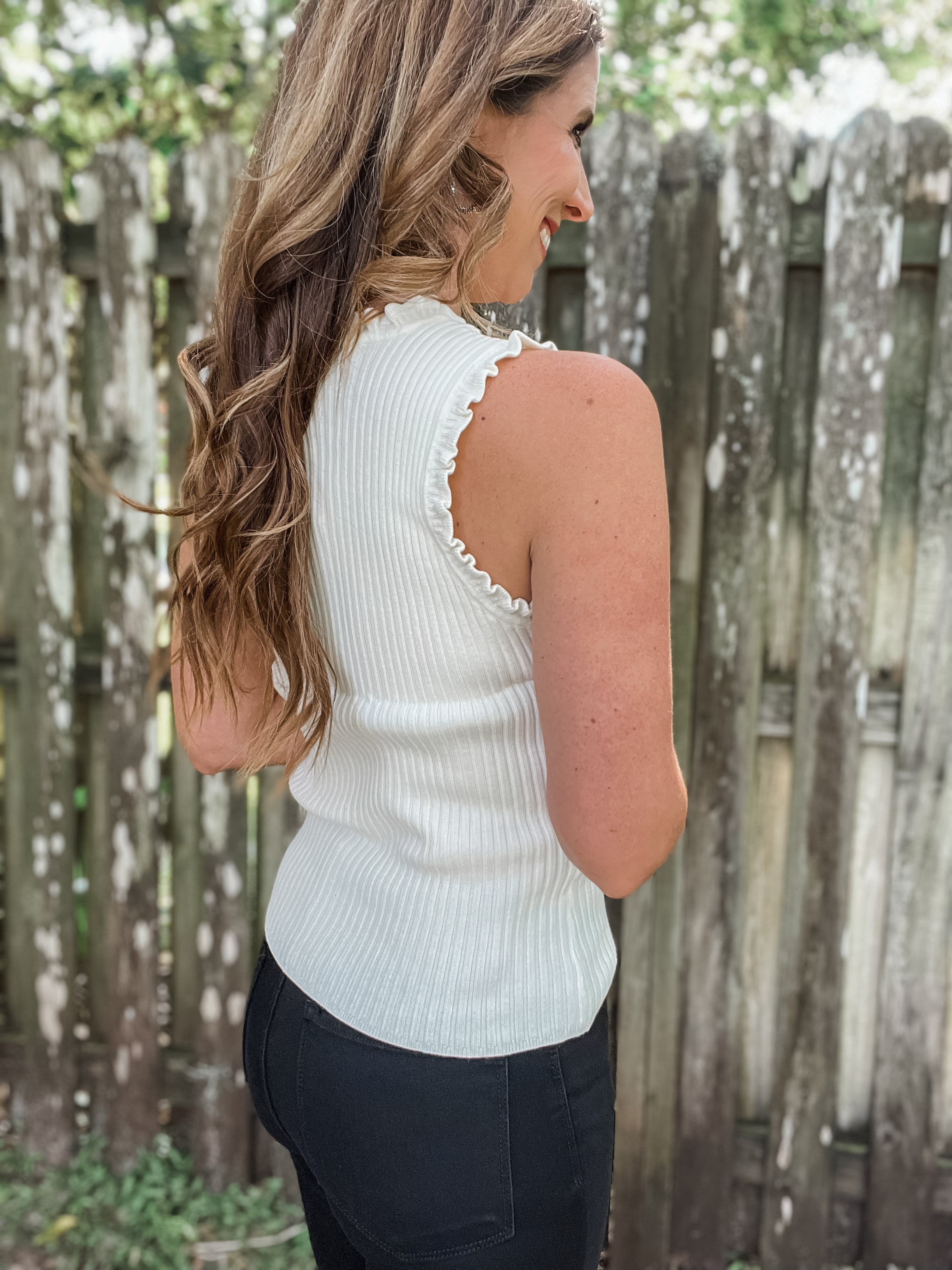 Ruffle Detail Sleeveless Sweater
