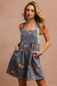 BiBi Floral Denim Overalls