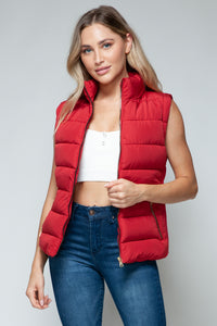 Snobbish Zip Up Turtleneck Vest in Red